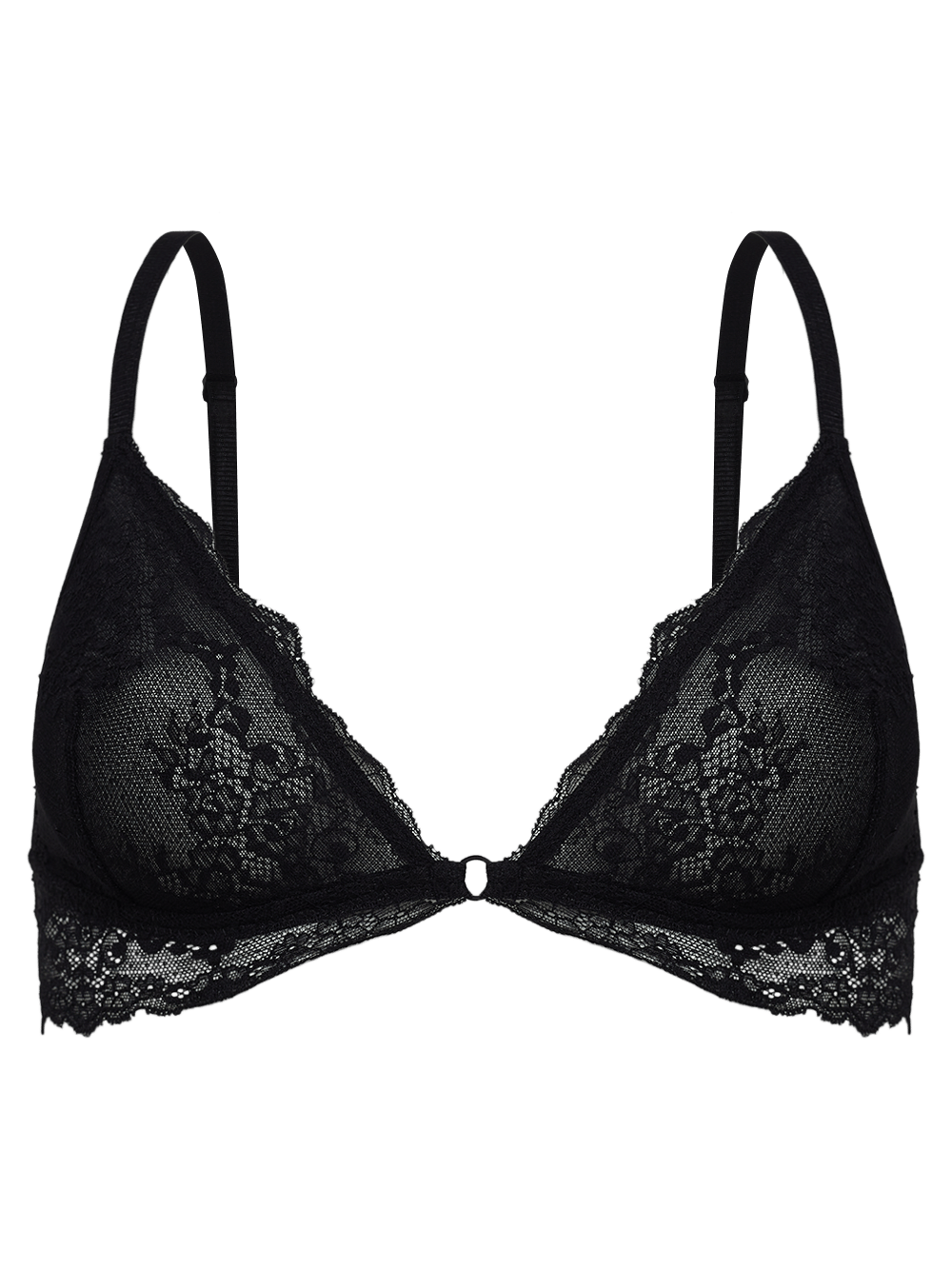 Etherea Lace Triangle Bra Without Padding - Black