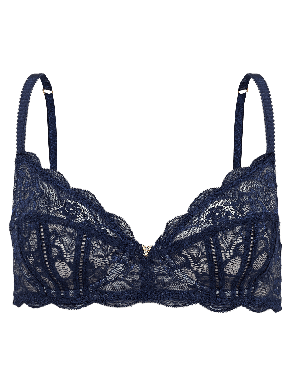 Celina Lace Demi-Cup Underwired Bra - Peacoat Blue