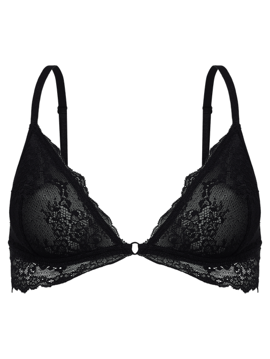 Etherea Lace Triangle Bra Without Padding - Black