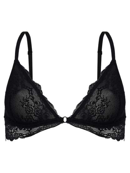 Etherea Lace Triangle Bra Without Padding - Black