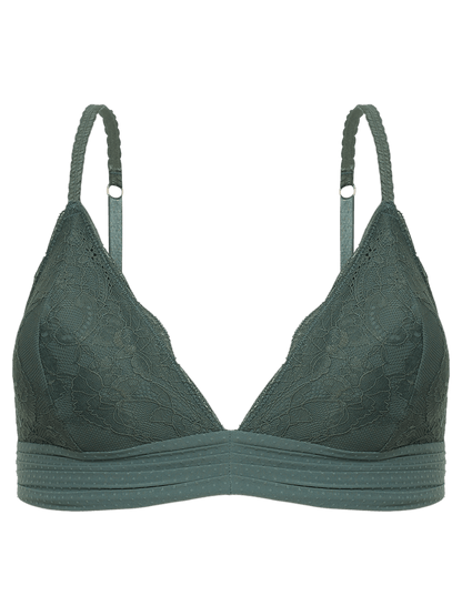 Eloise Lace Triangle Bra With Removable Padding - Laurel Wreath Green