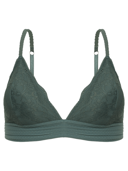 Eloise Lace Triangle Bra With Removable Padding - Laurel Wreath Green