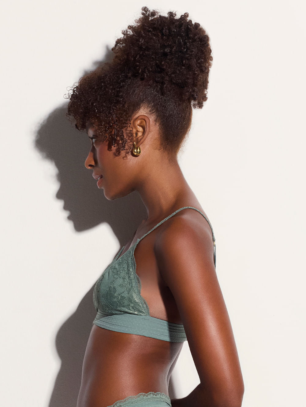 Eloise Lace Triangle Bra With Removable Padding - Laurel Wreath Green