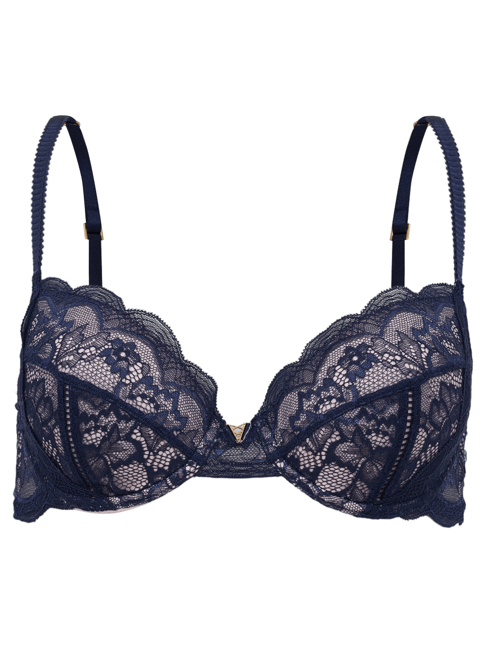 Celina Lace Padded Full Coverage Bra - Peacoat Blue