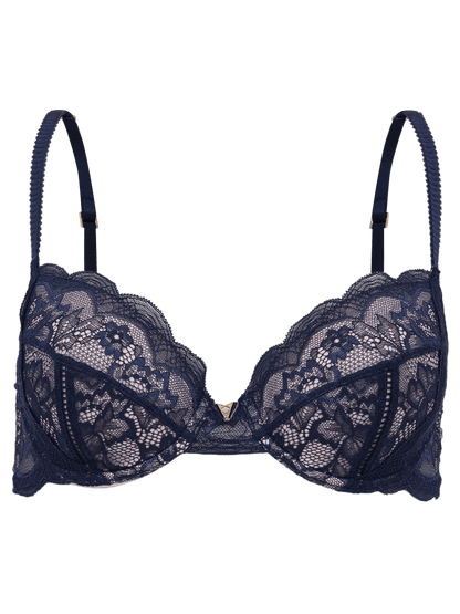 Celina Lace Padded Full Coverage Bra - Peacoat Blue