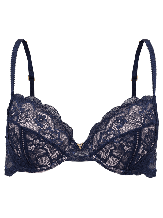 Celina Lace Padded Full Coverage Bra - Peacoat Blue