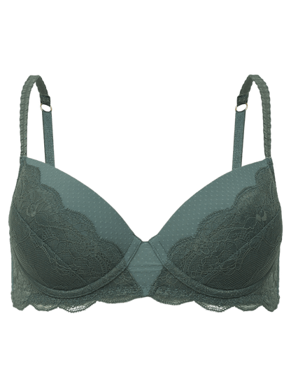 Eloise Lace Padded Full Coverage Bra - Laurel Wreath Green