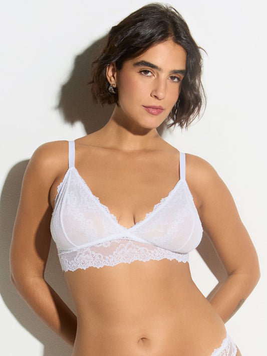 Femme Lace Triangle Top - White