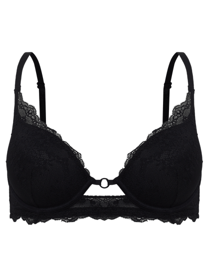 Etherea Lace Demi-Cup Bra - Black