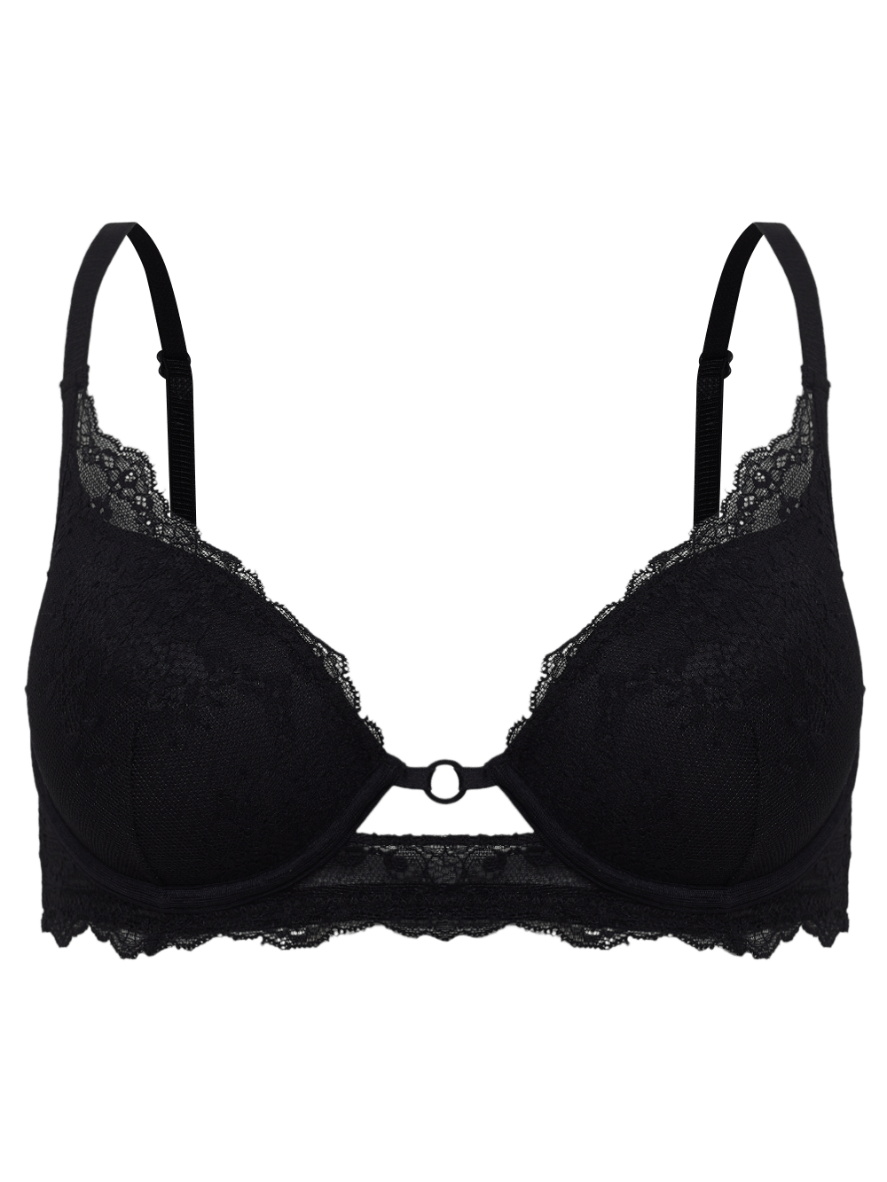 Etherea Lace Demi-Cup Bra - Black