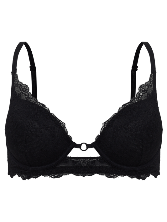 Etherea Lace Demi-Cup Bra - Black