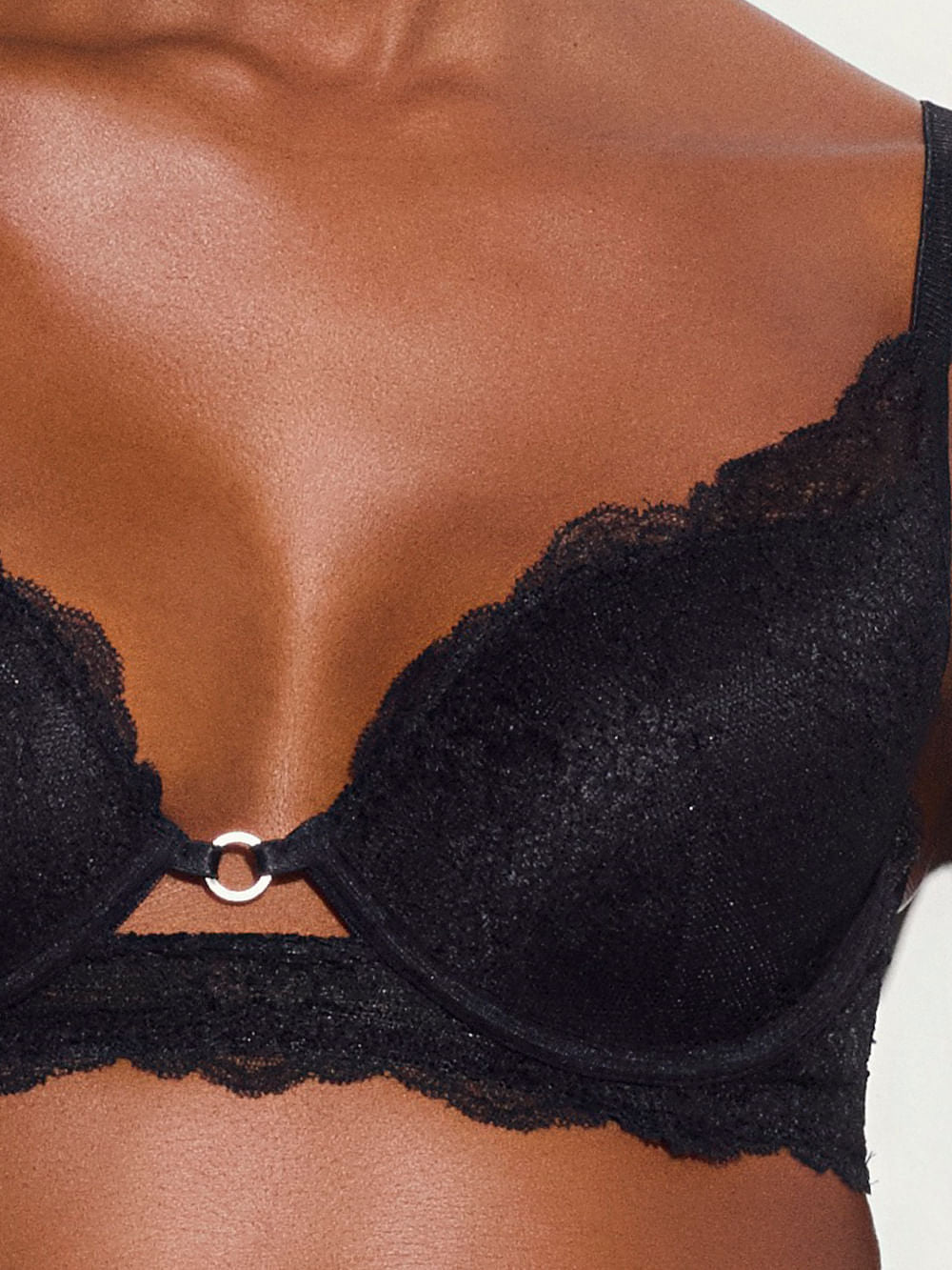Etherea Lace Demi-Cup Bra - Black