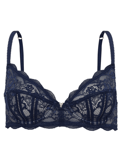 Celina Lace Demi-Cup Underwired Bra - Peacoat Blue