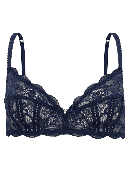 Celina Lace Demi-Cup Underwired Bra - Peacoat Blue