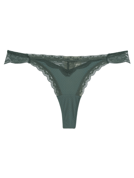 Eloise Lace Bikini Thong Brief - Laurel Wreath Green