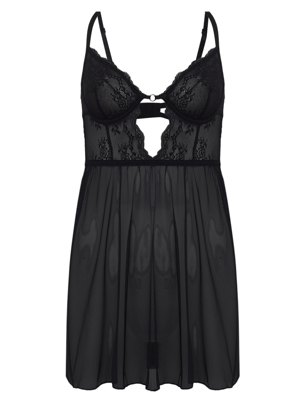 Etherea Sleeveless Lace Nightdress - Black