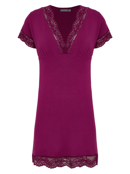 Cris Short-Sleeve Viscose-Lycra Nightdress - Purple Potion