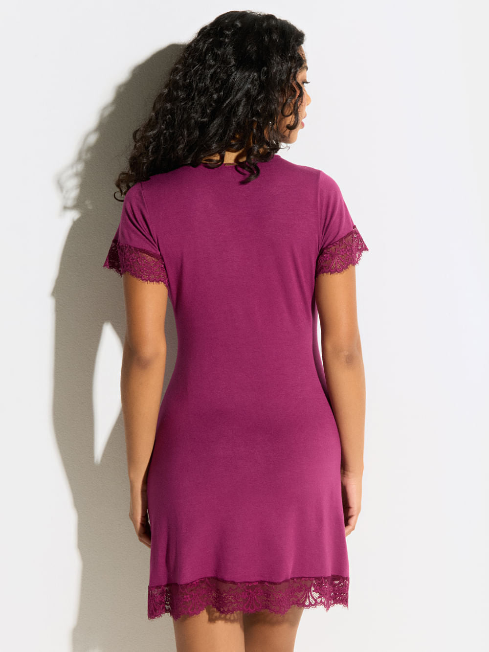 Cris Short-Sleeve Viscose-Lycra Nightdress - Purple Potion