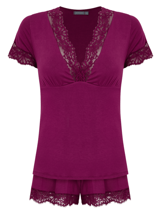 Cris Viscose-Lycra Short Doll Set - Purple Potion