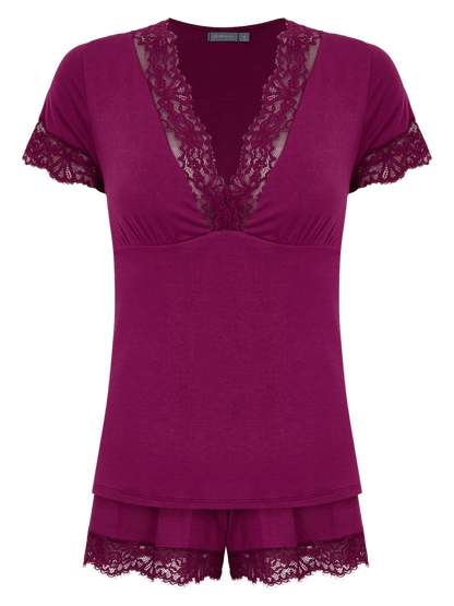Cris Viscose-Lycra Short Doll Set - Purple Potion