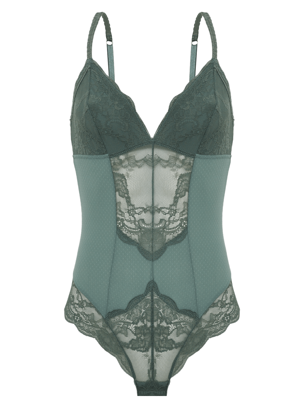 Eloise Sleeveless Lace Bodysuit - Laurel Wreath Green